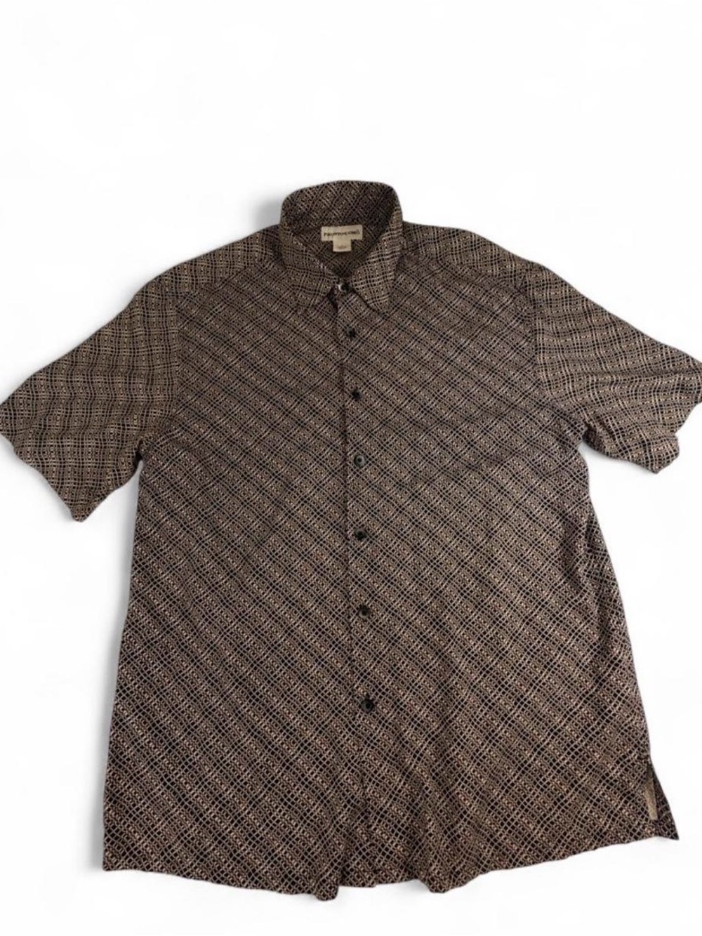 Pronto Uomo Brown Geometric Short Sleeve Button-Down Shirt